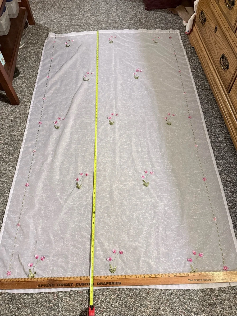 White & Green Fabric Curtain Panels